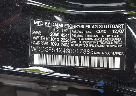 2008 Mercedes-Benz C 300 Luxury/Sport from USA, damaged, VIN WDDGF54X48R017883